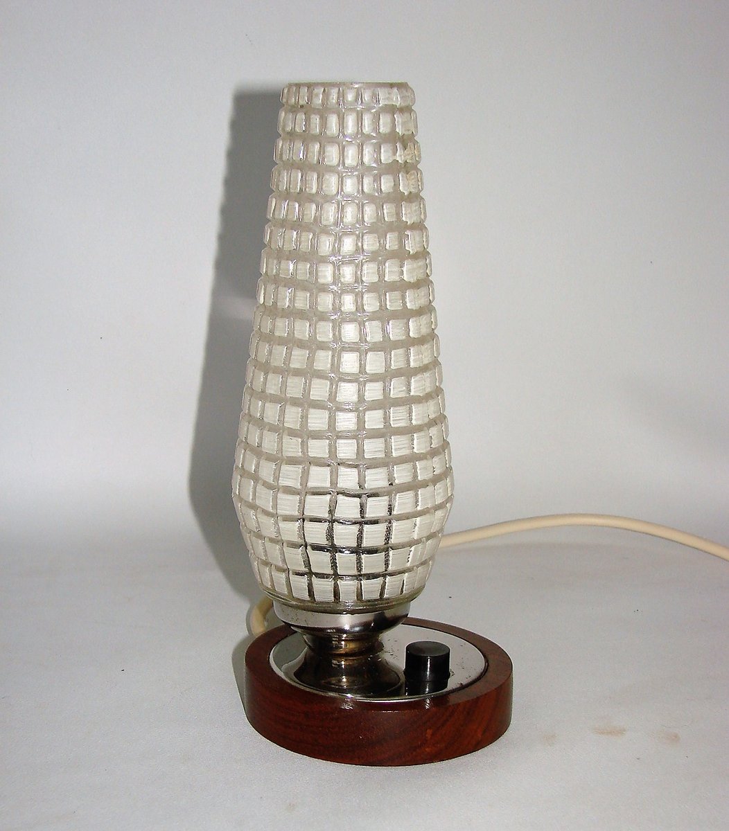 Vintage Glass Bedside Lamp, 1960s for sale at Pamono