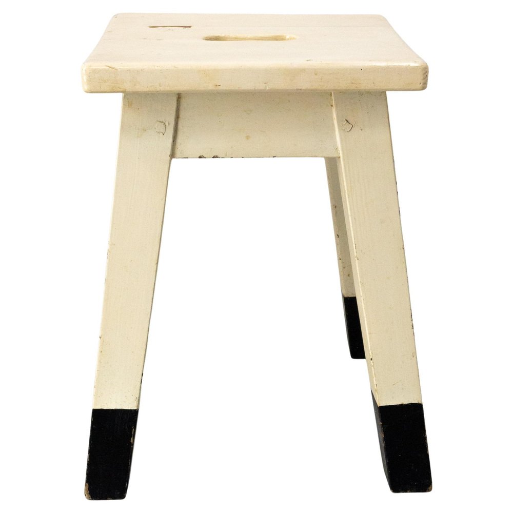 Sgabello In Legno Di Teak Pinto – 50x30x30 Cm, Seduta Rotonda, Rustico, Per Piante O Appoggio