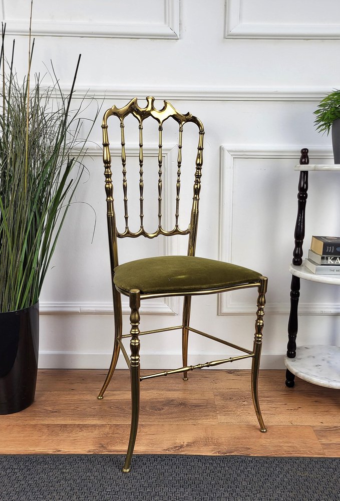 Italian Gilt Brass Chiavari Chair, 1970s for sale at Pamono