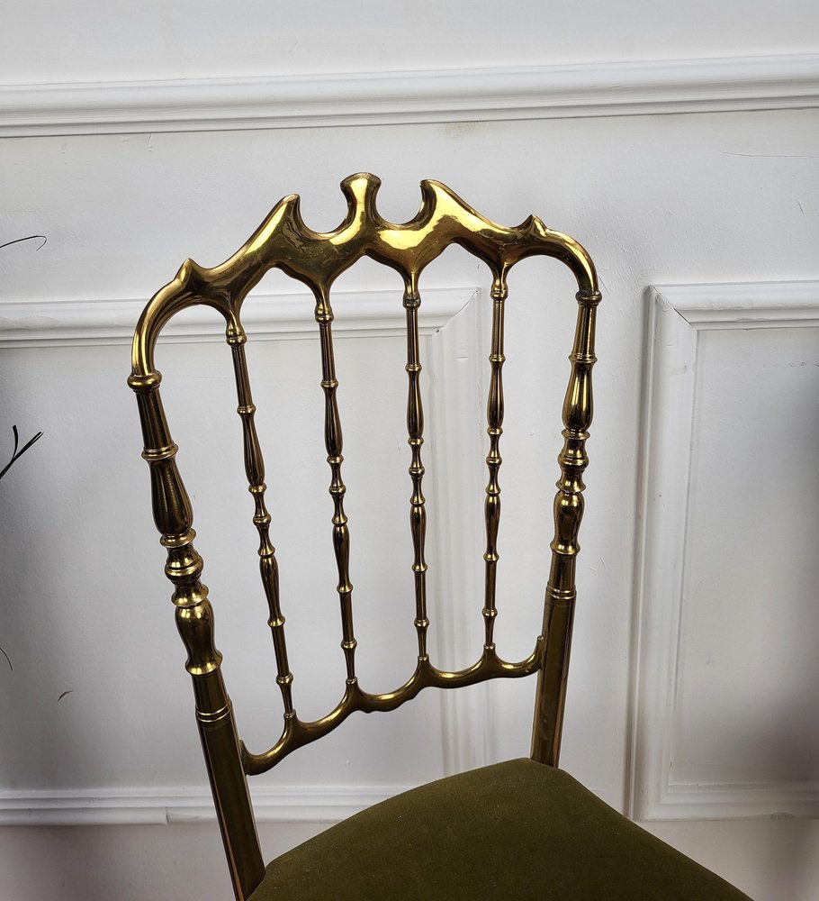 Italian Gilt Brass Chiavari Chair, 1970s for sale at Pamono