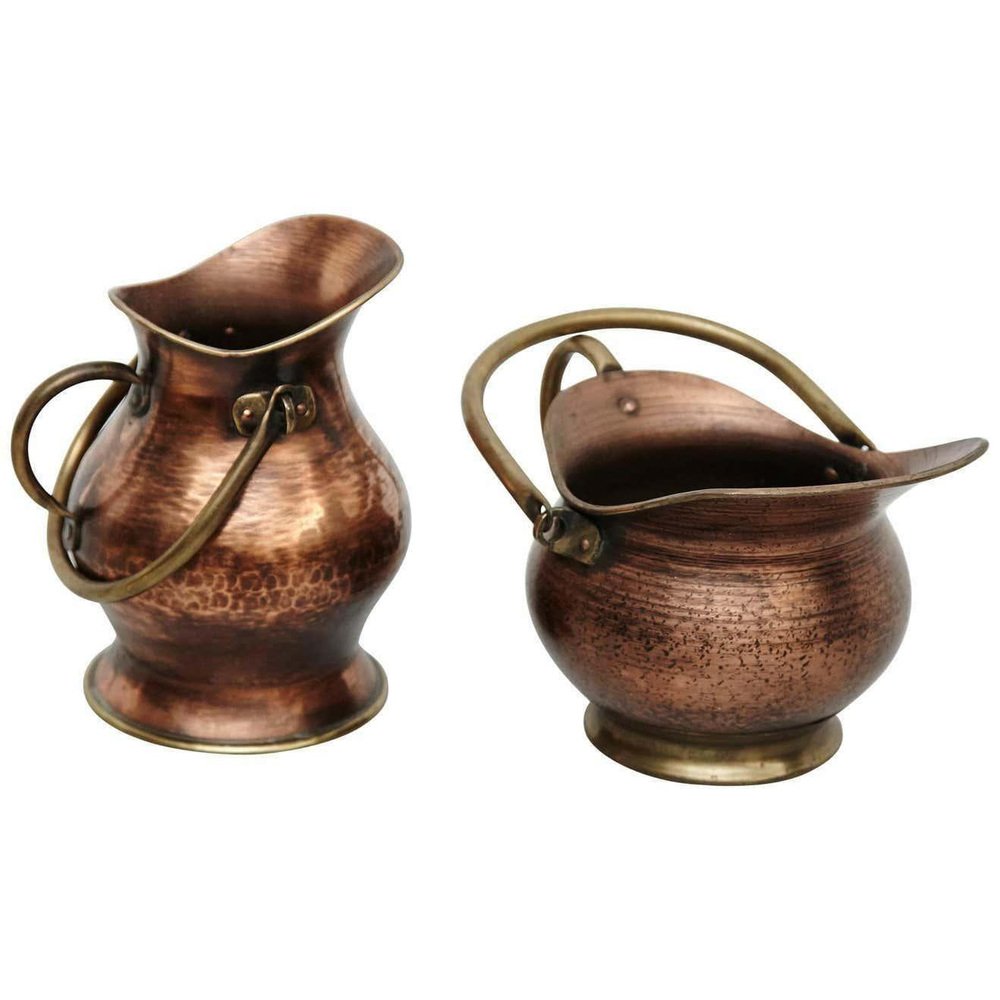 Brass Coal Scuttle Buckets, 1950s, Set of 2 for sale at Pamono