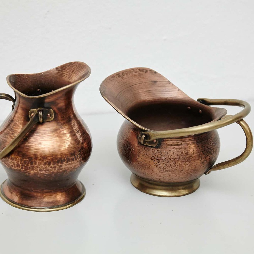 Brass Coal Scuttle Buckets, 1950s, Set of 2 for sale at Pamono
