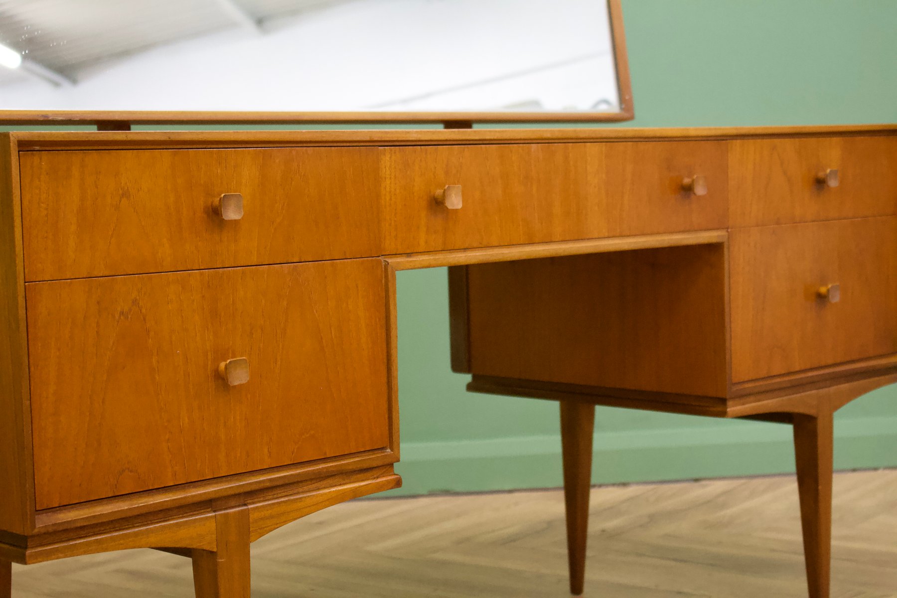 MidCentury Teak Veneer Dressing Table and Stool from McIntosh, 1960s, Set of 2 for sale at Pamono