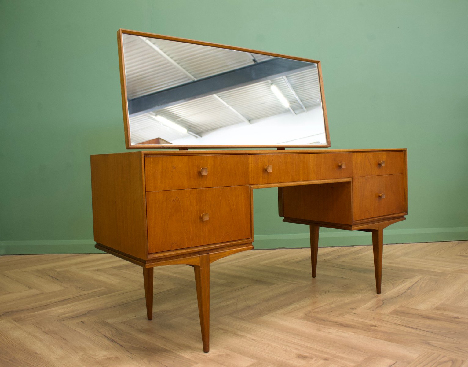 MidCentury Teak Veneer Dressing Table and Stool from McIntosh, 1960s, Set of 2 for sale at Pamono