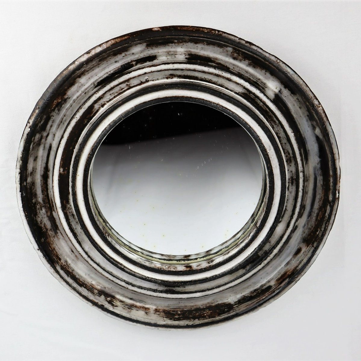 Gray and White Mirror in Vallauris Ceramic from Hofmann, 1950 for sale