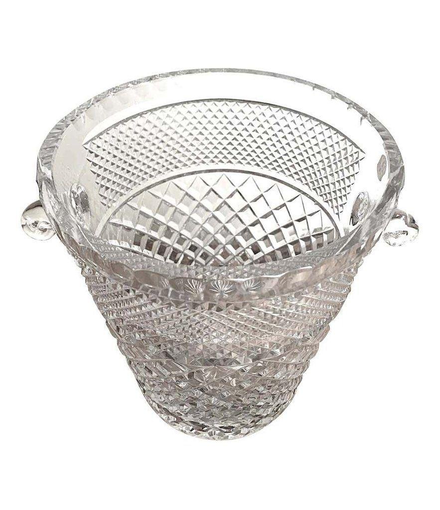 Champagne Bucket in Crystal with Glass Handles from Val Saint Lambert