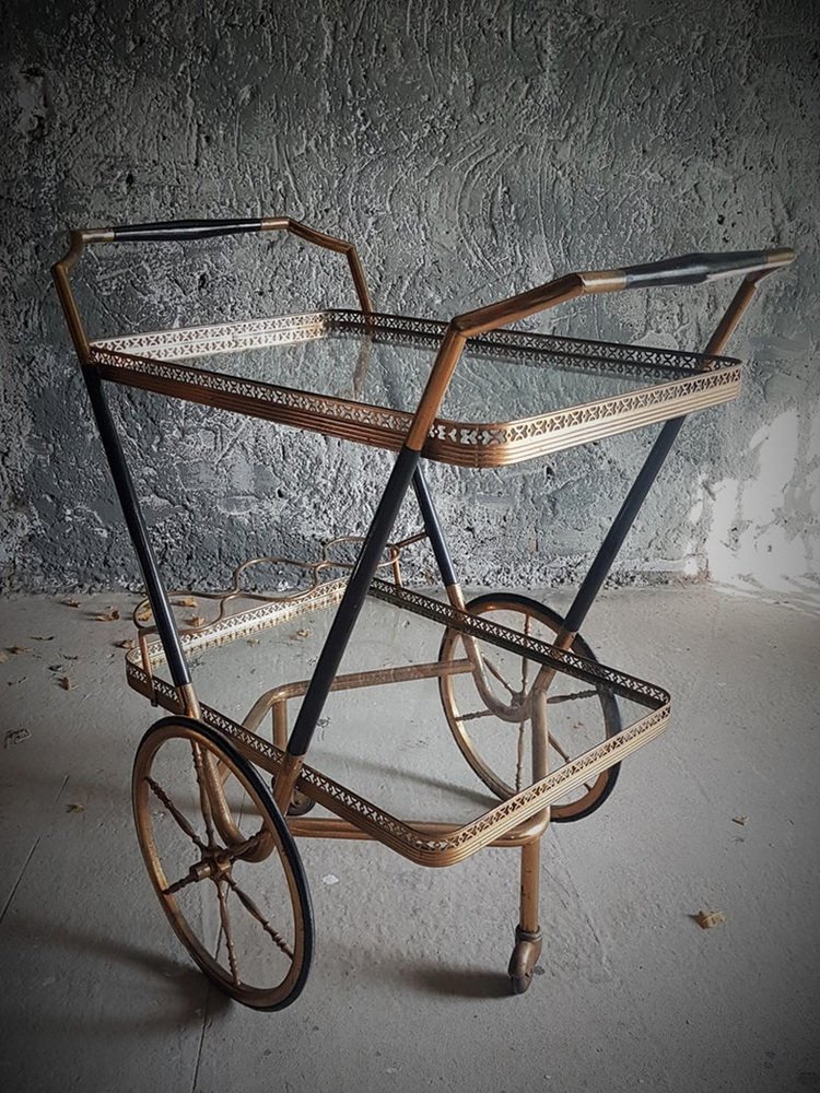 Chariot à boisson en acier et verre WEST COAST By KARE Design