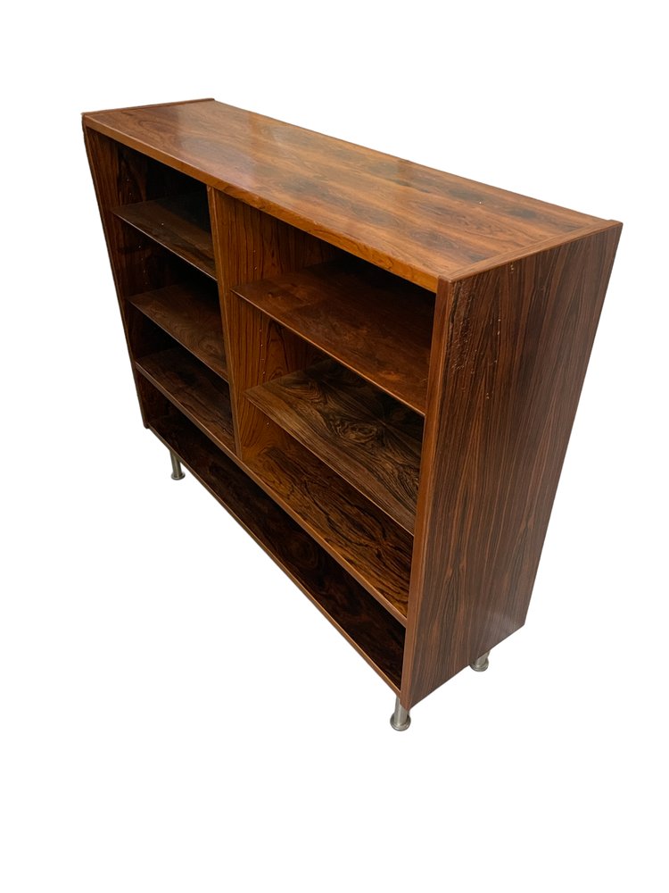 Danish Bookcase in Rosewood with Chrome Legs, 1980s for sale at Pamono