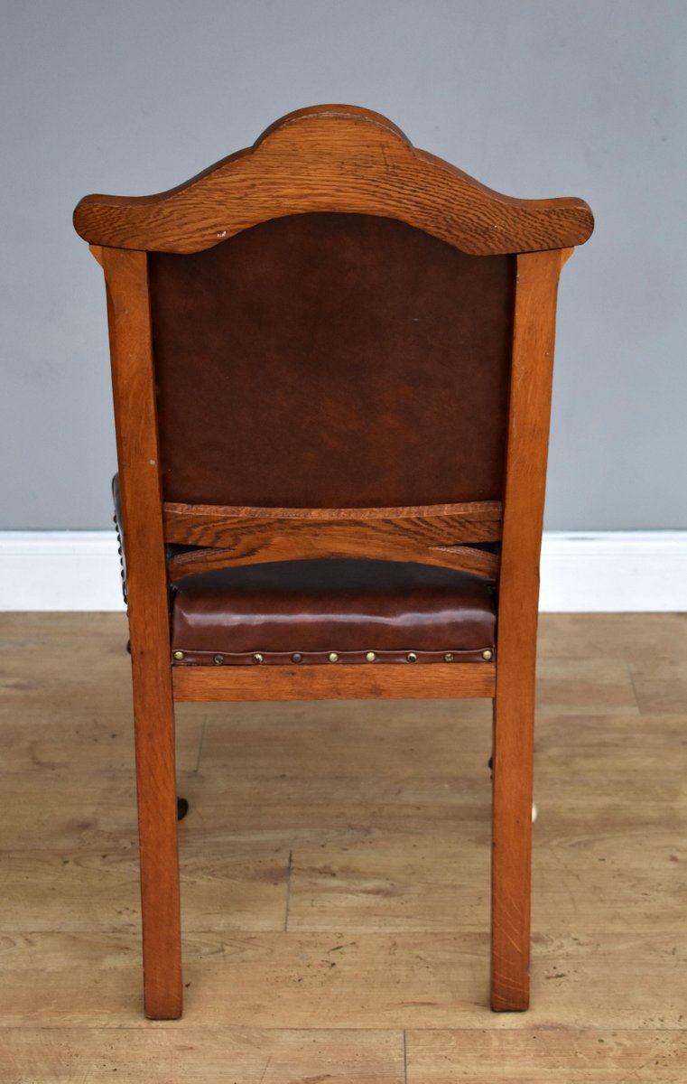 19th Century Victorian English Oak Dining Chairs, Set of 6 for sale at