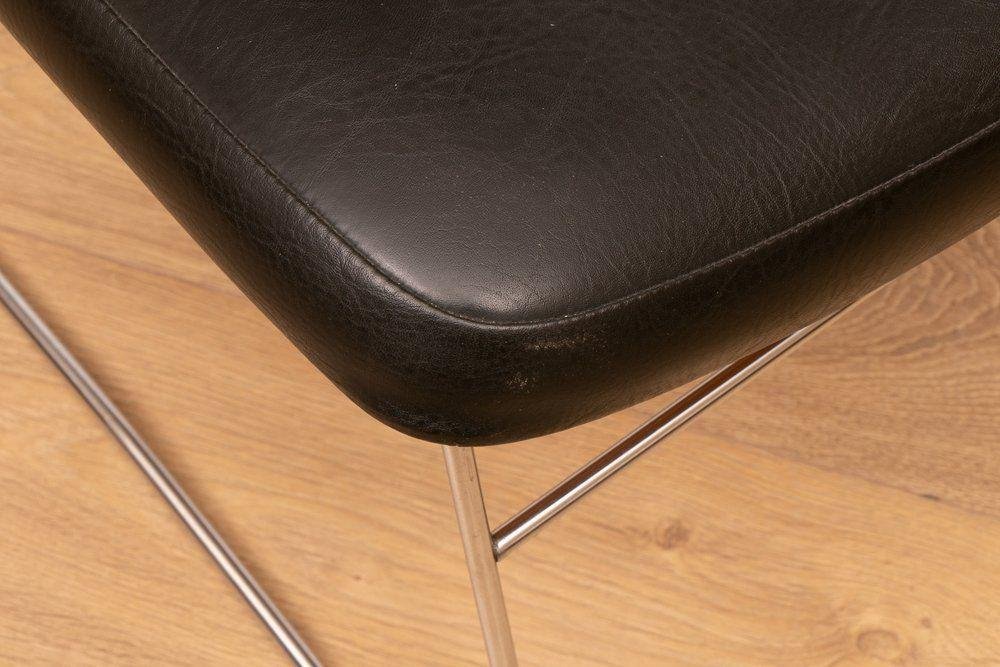 MidCentury Black Leather Chairs, Set of 2 for sale at Pamono