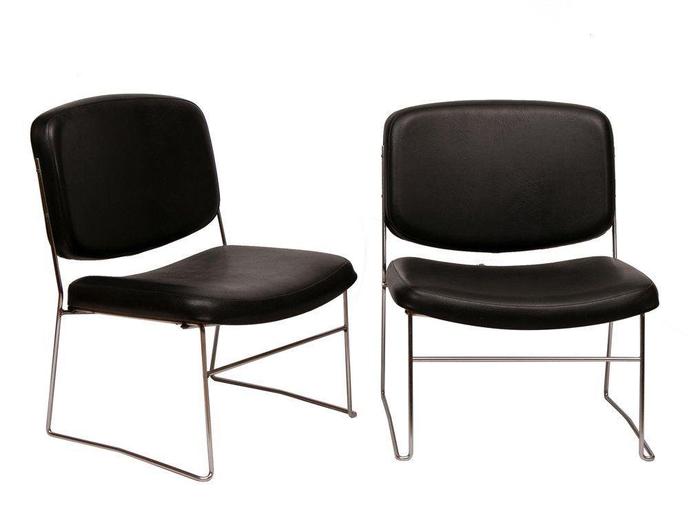 MidCentury Black Leather Chairs, Set of 2 for sale at Pamono