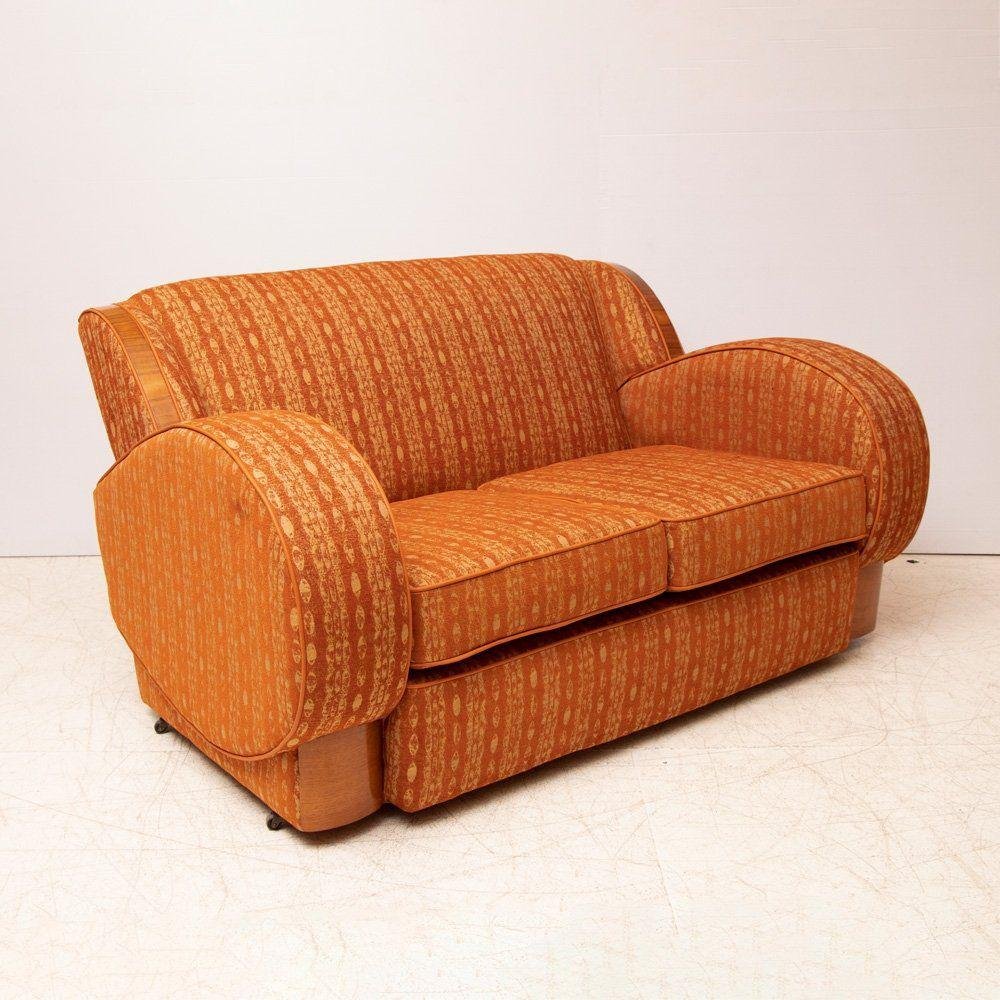 British Art Deco Sofa with Cloud Back and Rounded Sides, 1930 for sale