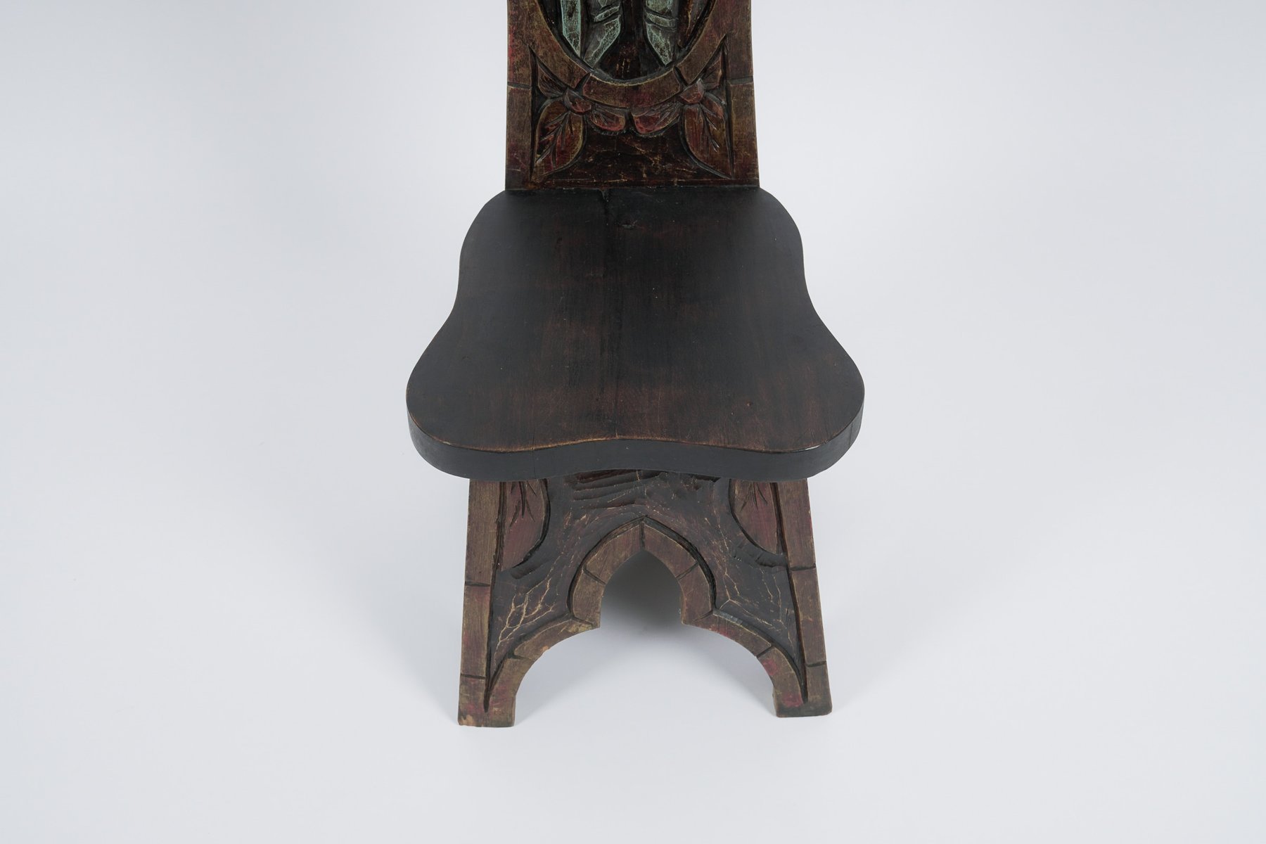 HandCarved High Back Chair, Spain, 1960s for sale at Pamono