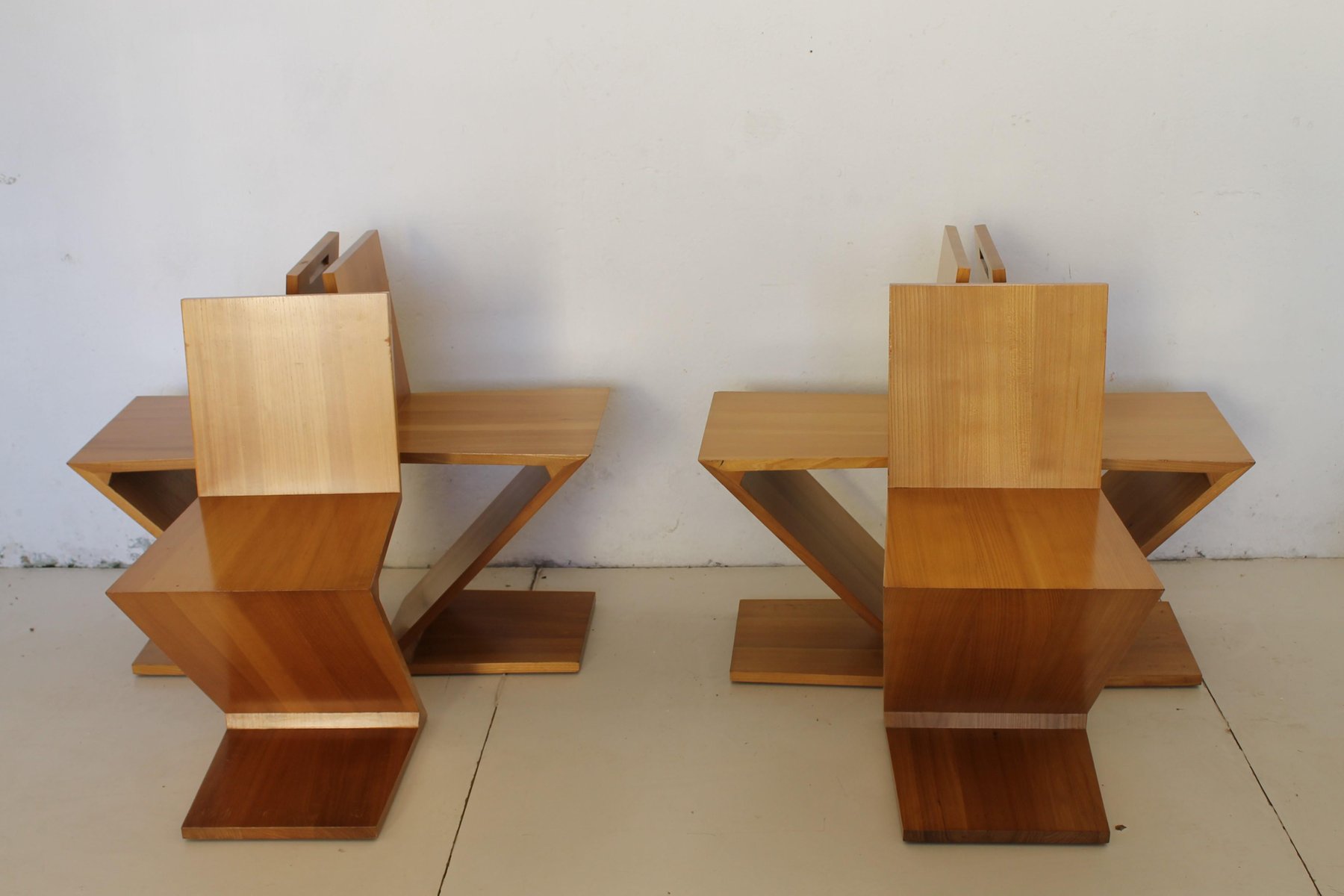 Italian ZigZag Chairs by Gerrit Rietveld for Cassina, 1970s, Set of 6 for sale at Pamono
