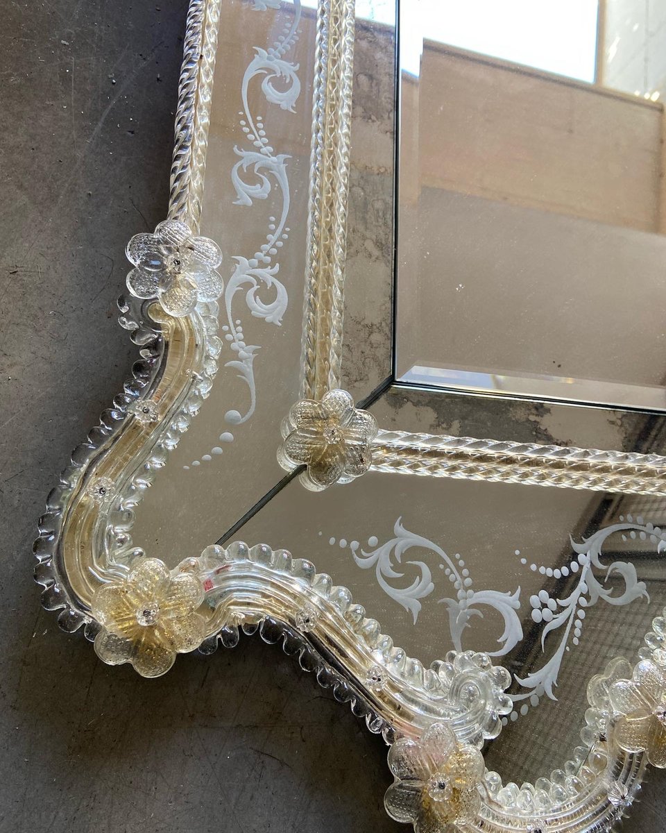 Large Murano Glass Wall Mirror , 1960s for sale at Pamono