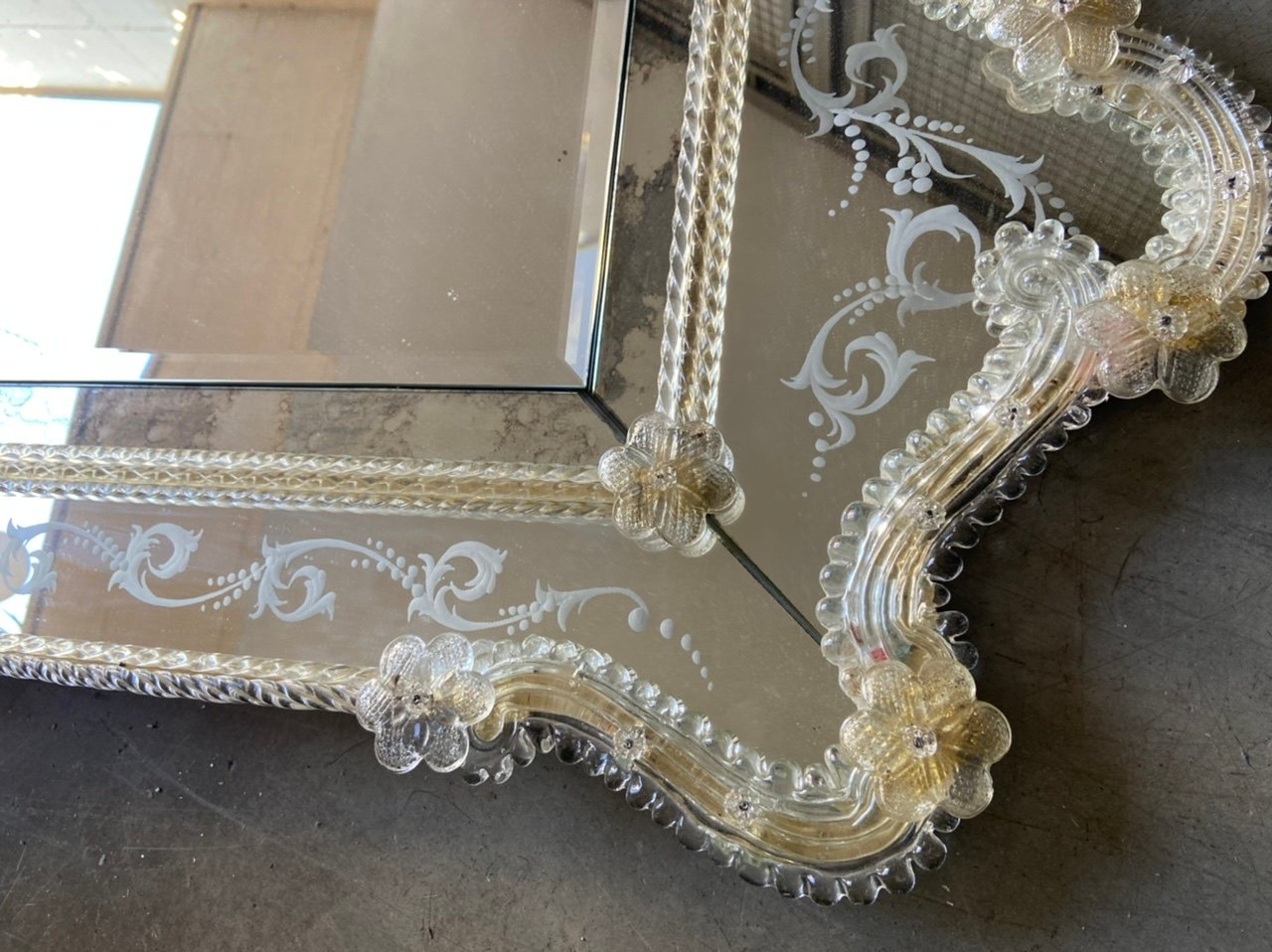 Large Murano Glass Wall Mirror , 1960s for sale at Pamono