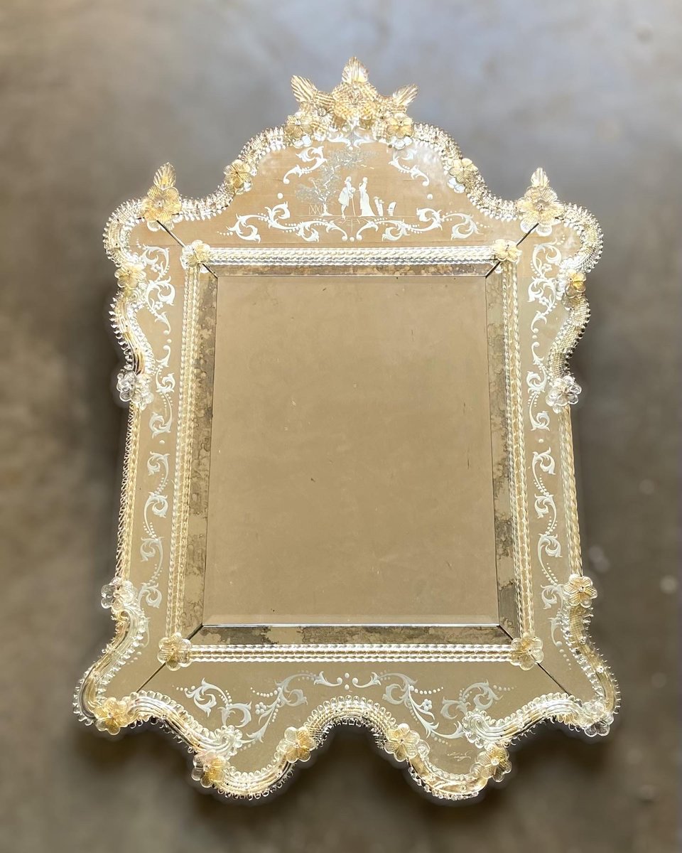Large Murano Glass Wall Mirror , 1960s for sale at Pamono