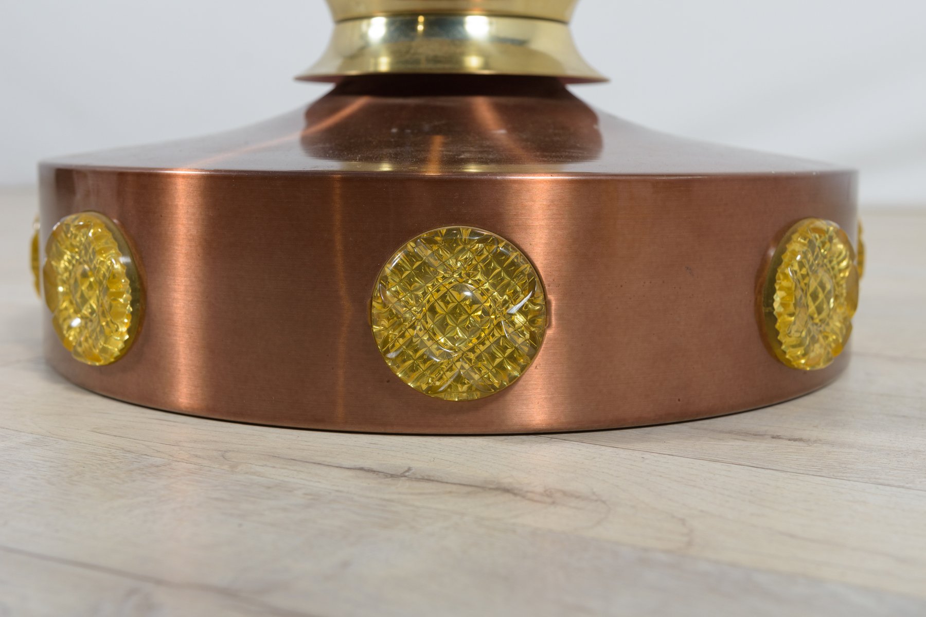 Scandinavian Copper & Glass Ceiling Lamp, Denmark, 1960s for sale at Pamono