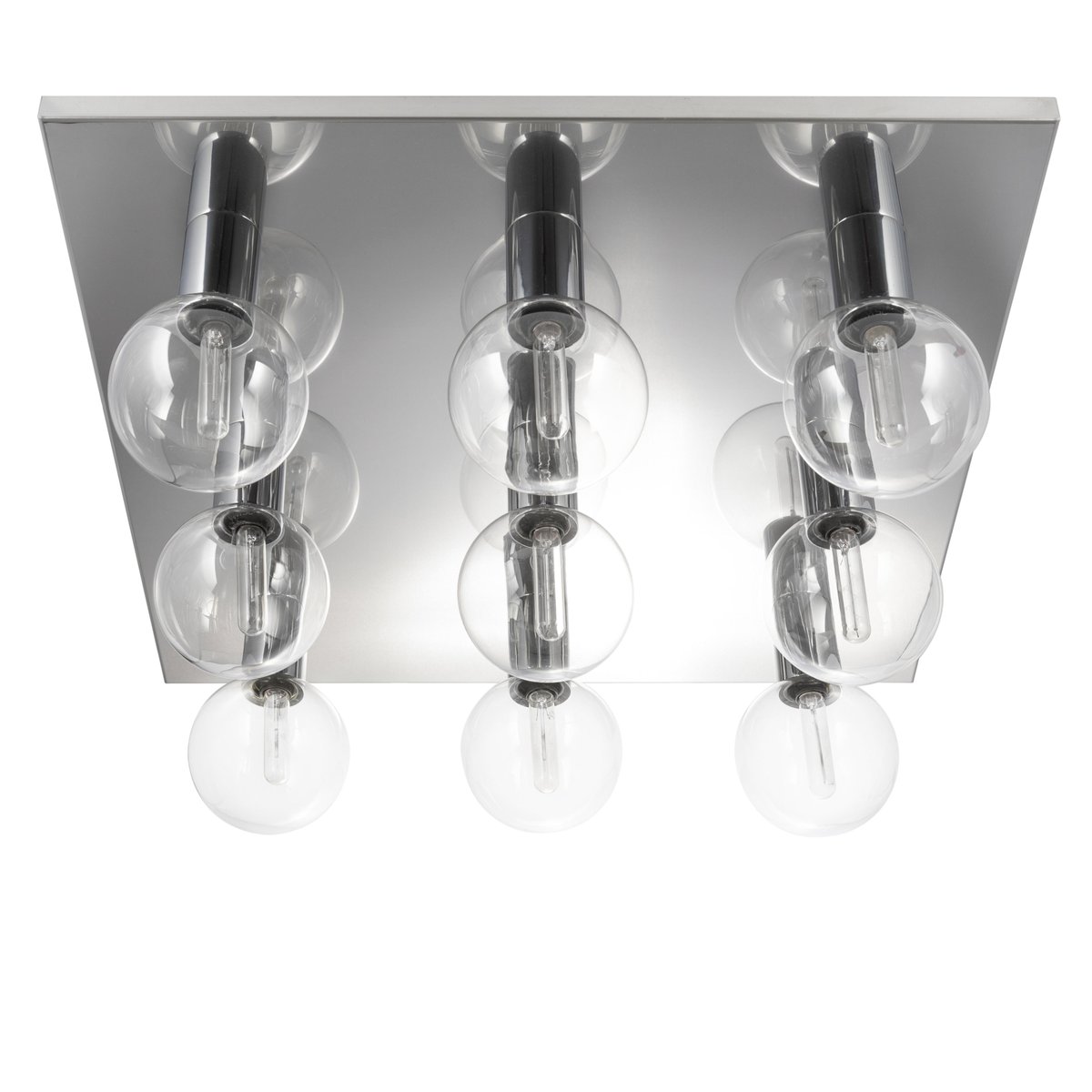 Large Wall or Ceiling Light in Chrome and Glass by Motoko Ishii for