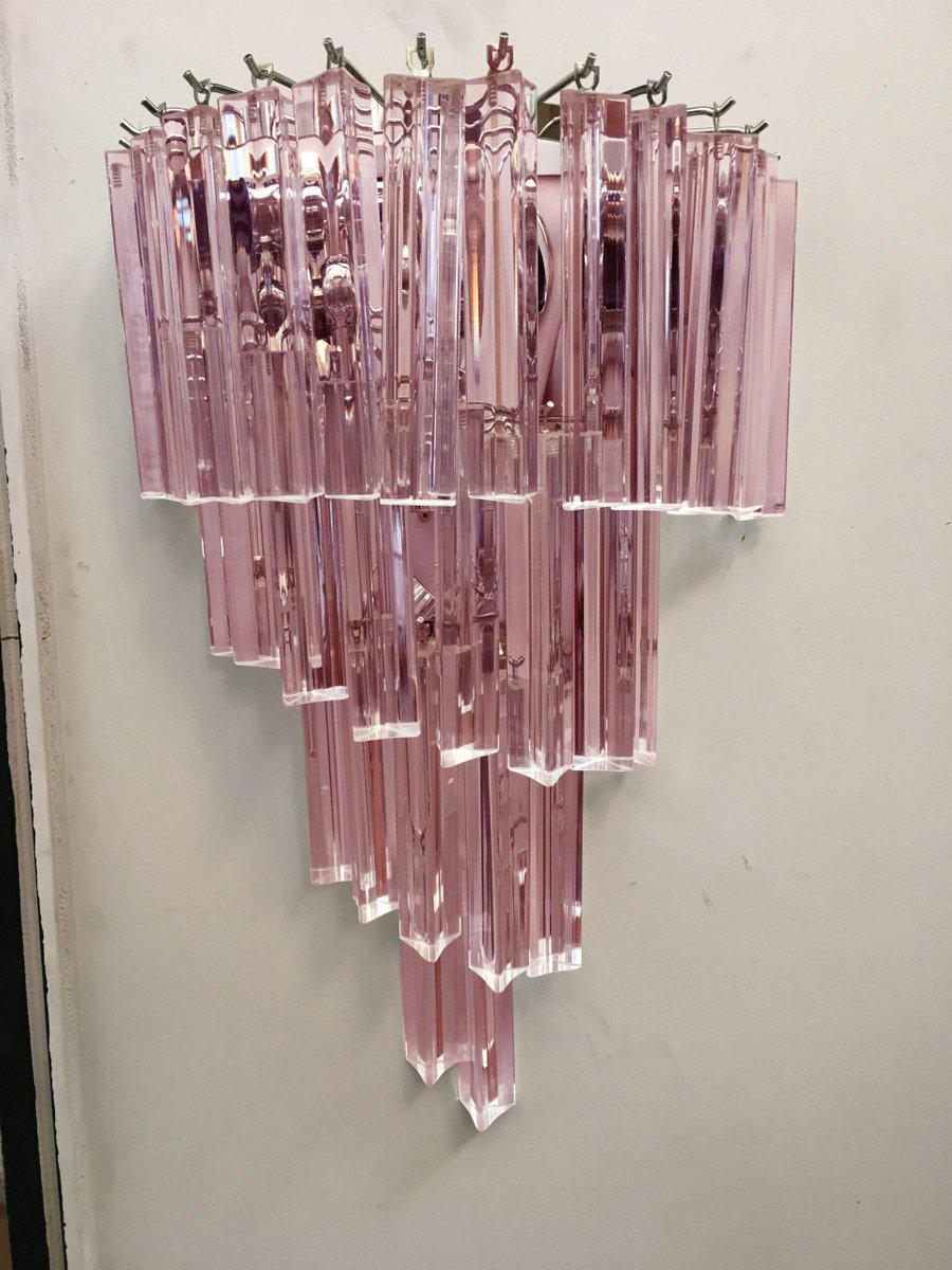 Pink Triedro Murano Glass Twister Wall Sconce for sale at Pamono