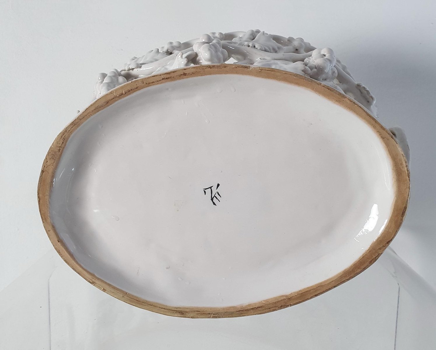 Bol à Fruits Céramique 2 Niveaux Support Bambou - Panier Fruits Porcelaine Cuisine