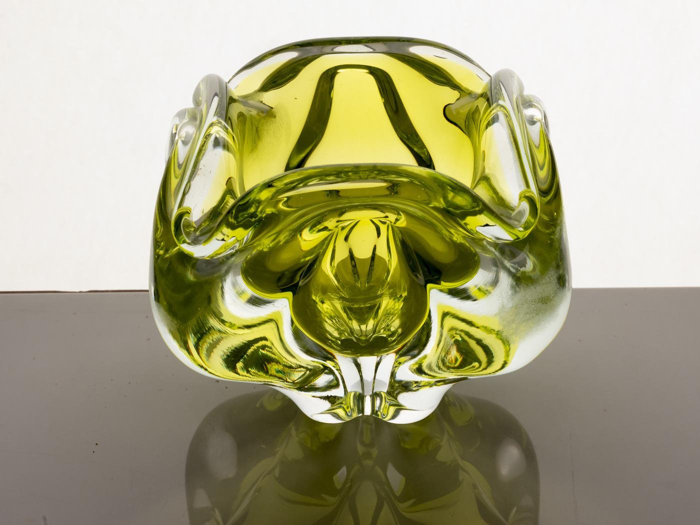 Yellow Glass Ashtray by Josef Hospodka, 1970s for sale at Pamono