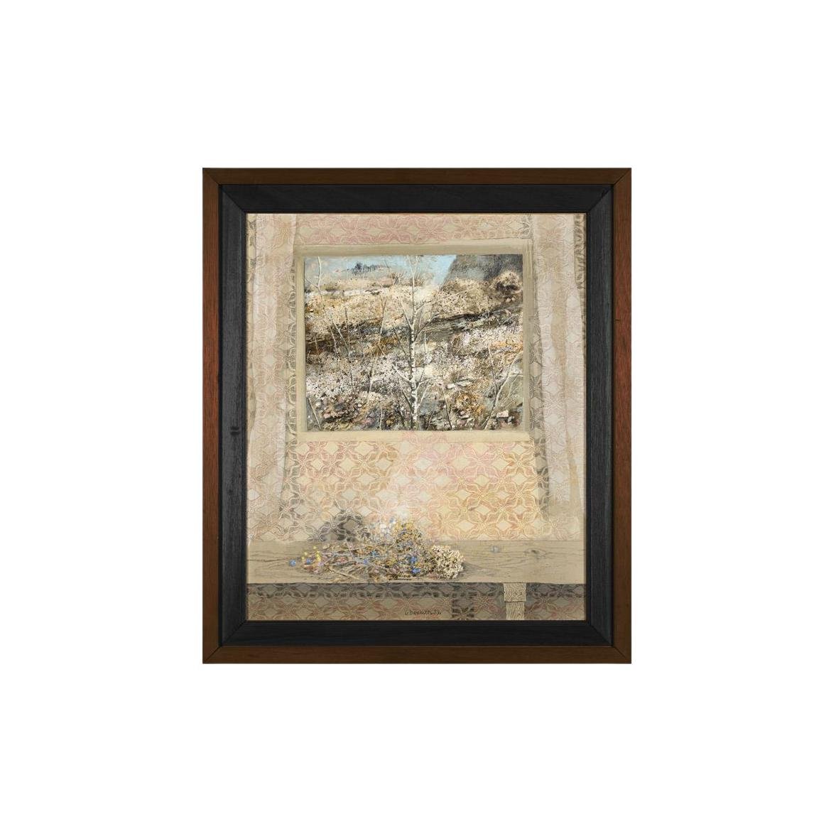 Giuseppe Banchieri, Fiori e finestra, 1979, Oil on Canvas for sale at