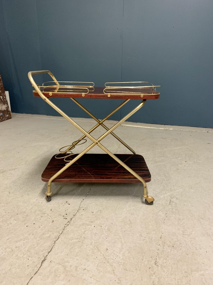 Vintage Serving Trolley with Bottle Rack for sale at Pamono