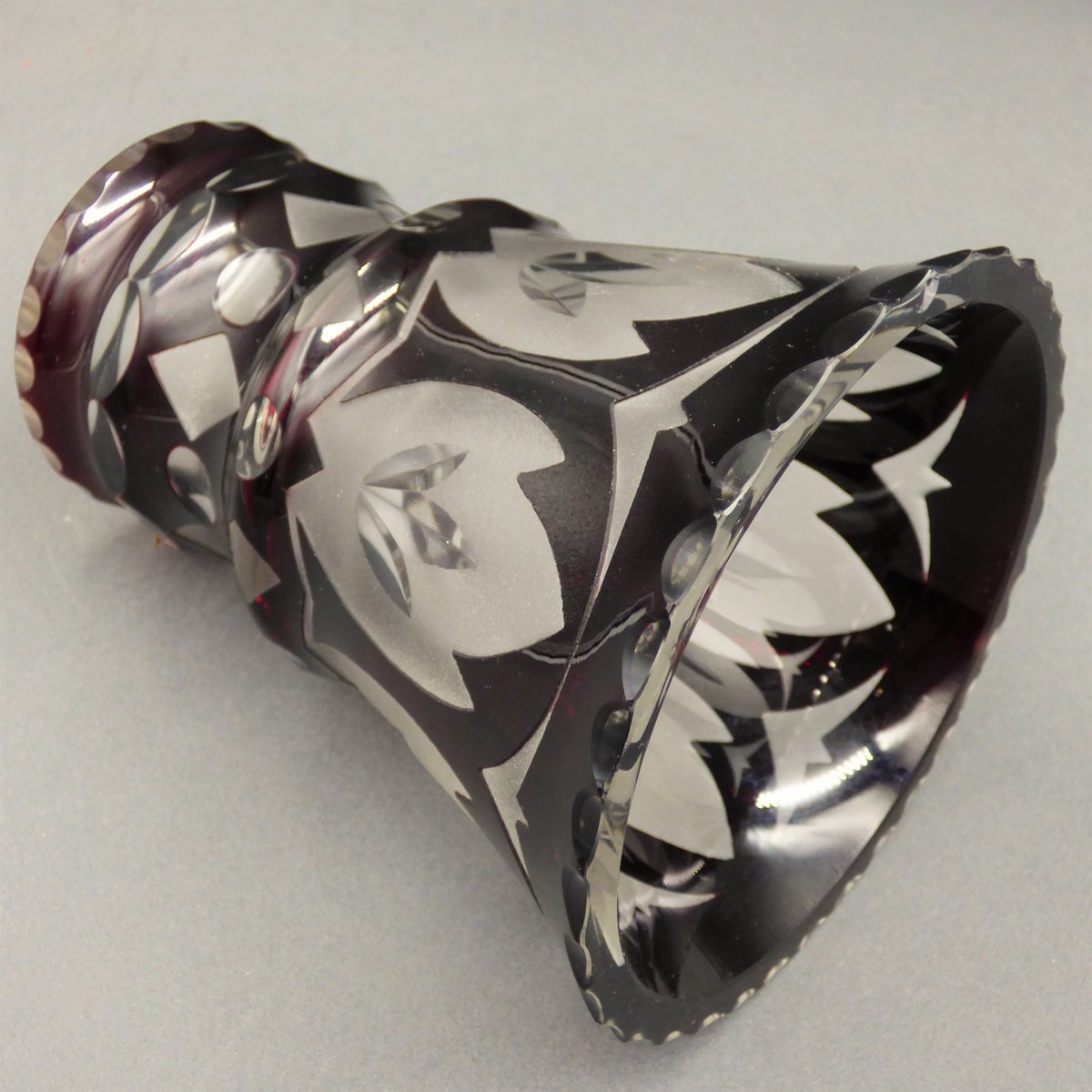 Bohemian Purple Cut Glass Vase, 1940s for sale at Pamono