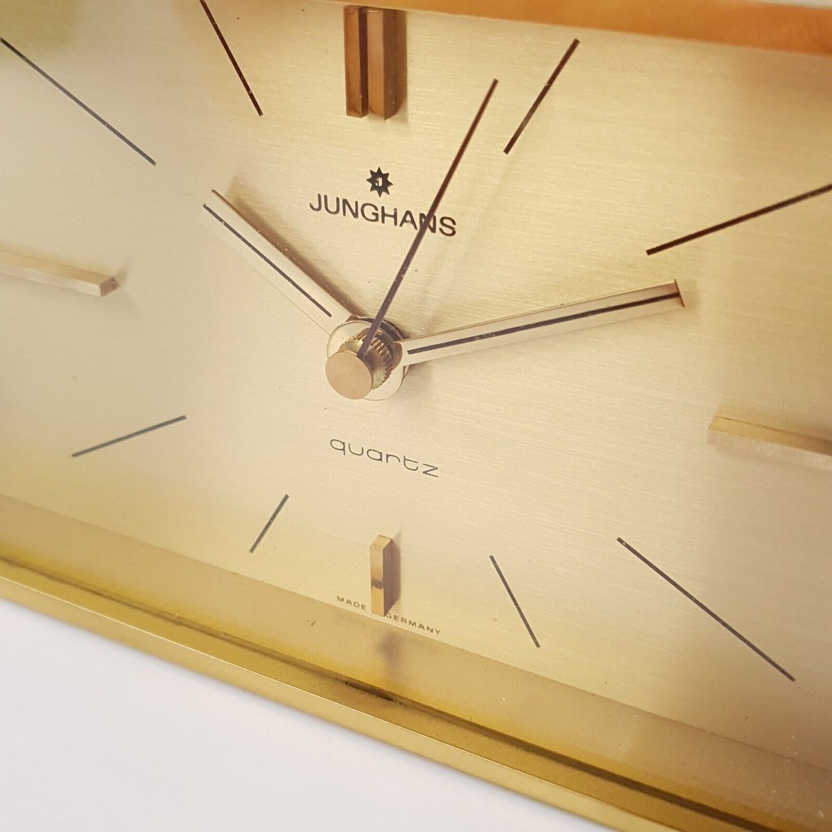 Heavy Brass Table Clock from Junghans, 1970s for sale at Pamono