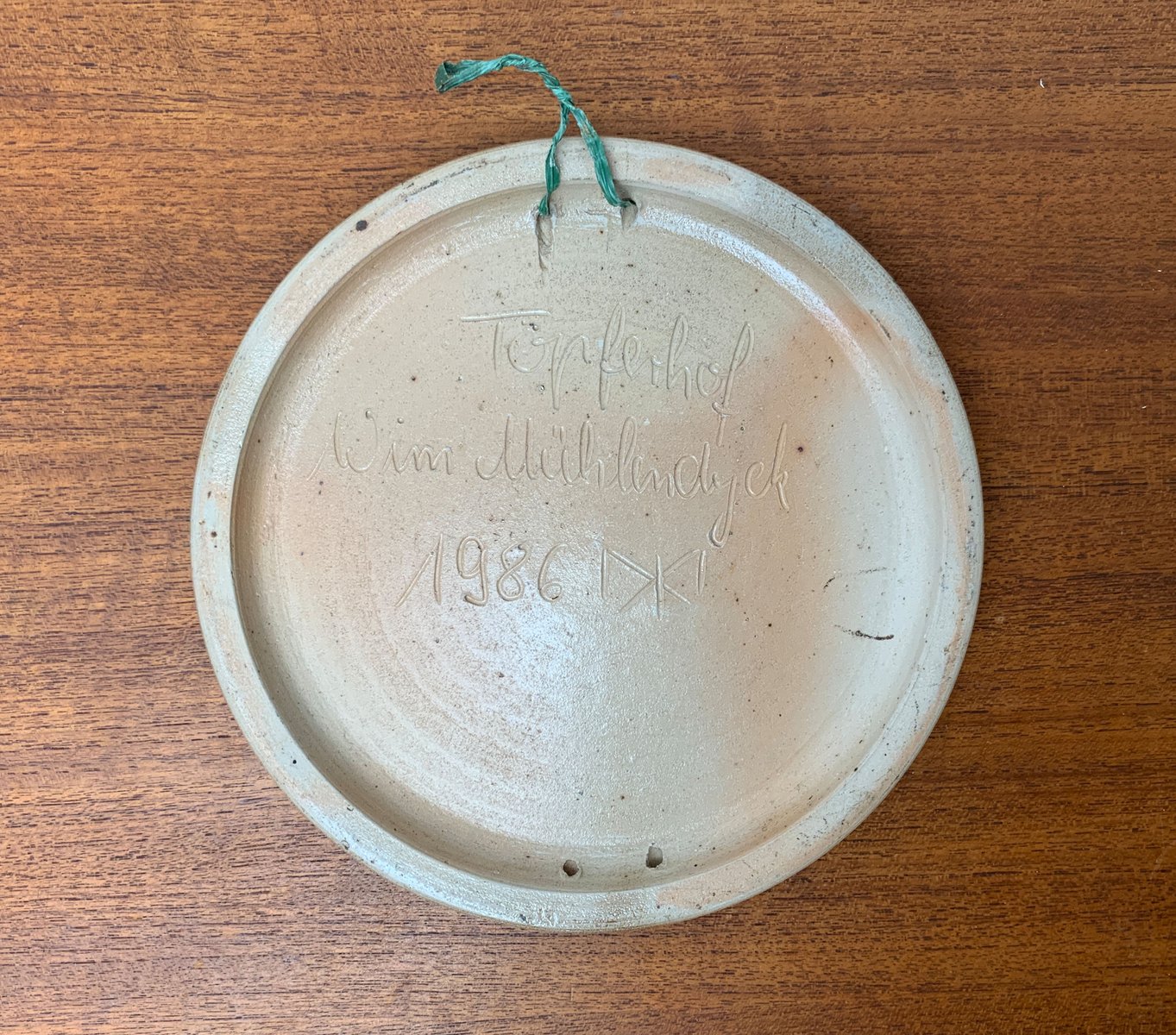 Vintage German Pottery Wall Plate with Boar Hunting Motif from