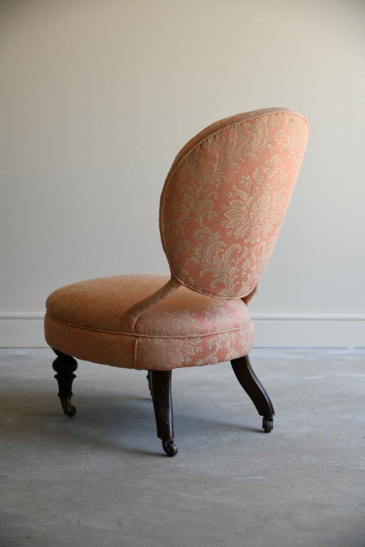 Victorian Pink Upholstered Bedroom Chair for sale at Pamono