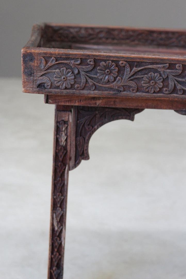 Indian Carved Teak Tray on Stand for sale at Pamono