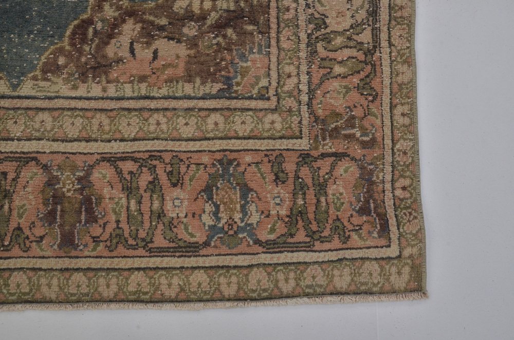 Vintage Turkish Teal Rug for sale at Pamono