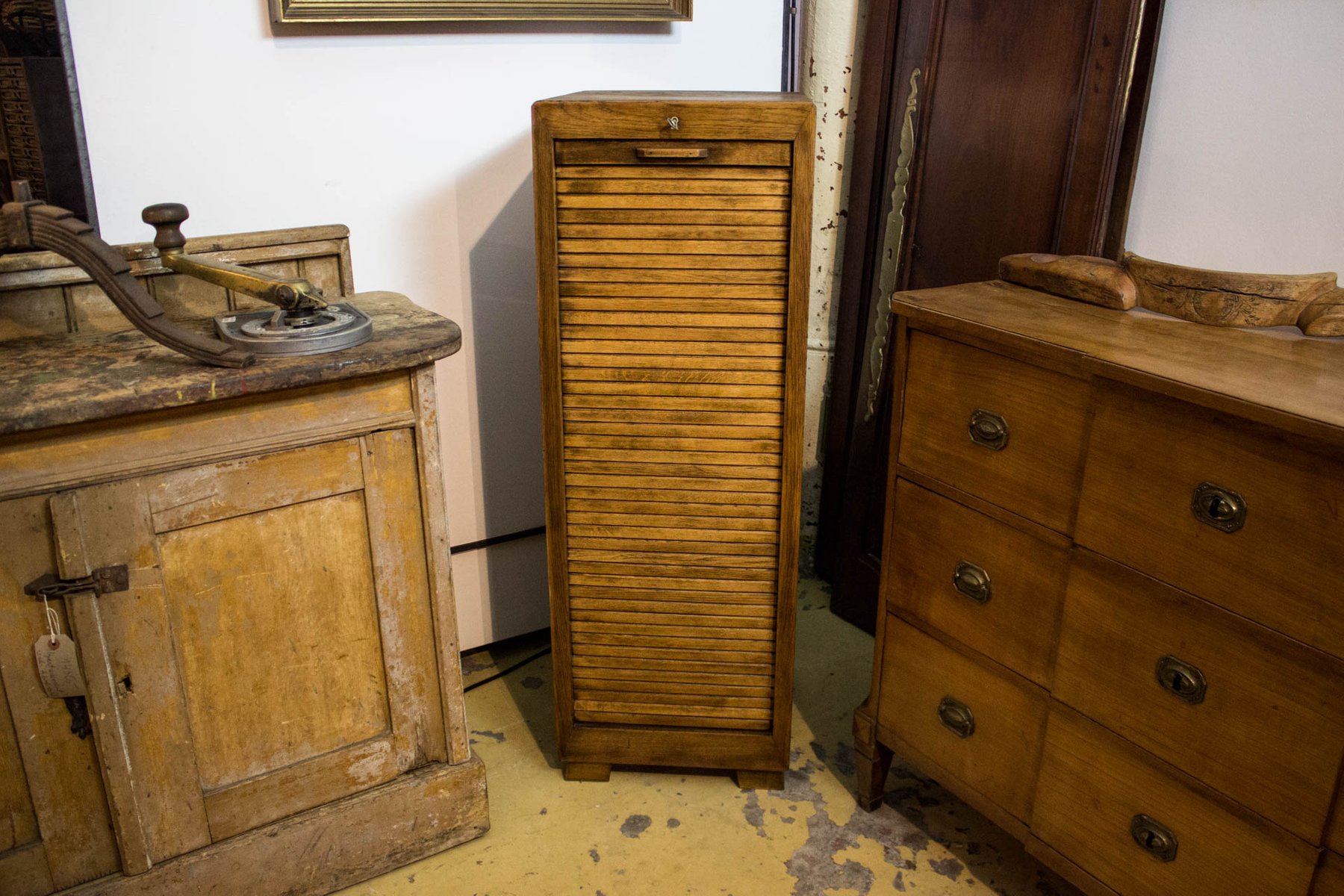 Vintage Bauhaus Style Tambour Door Oak Cabinet For At Pamono Vintage Bauhaus Style Tambour Door Oak Cabinet