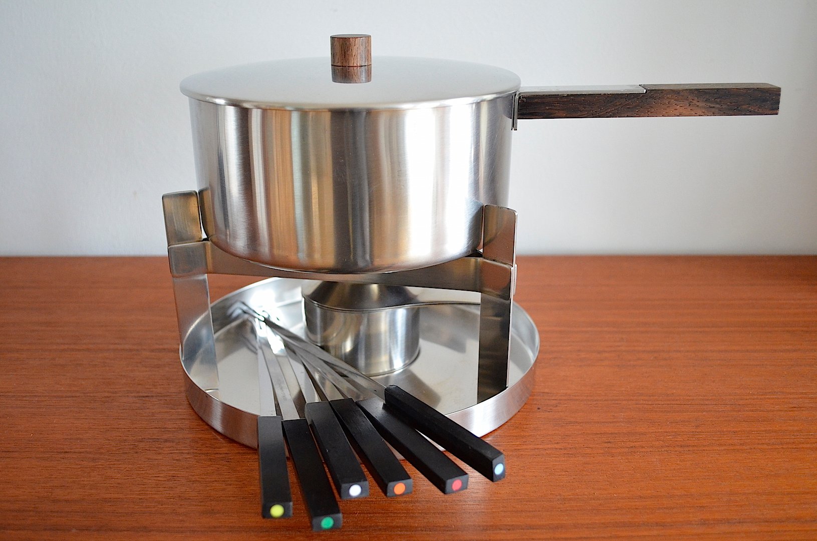 Vintage Danish Fondue Set by Peter Holmblad for Stelton for sale at Pamono