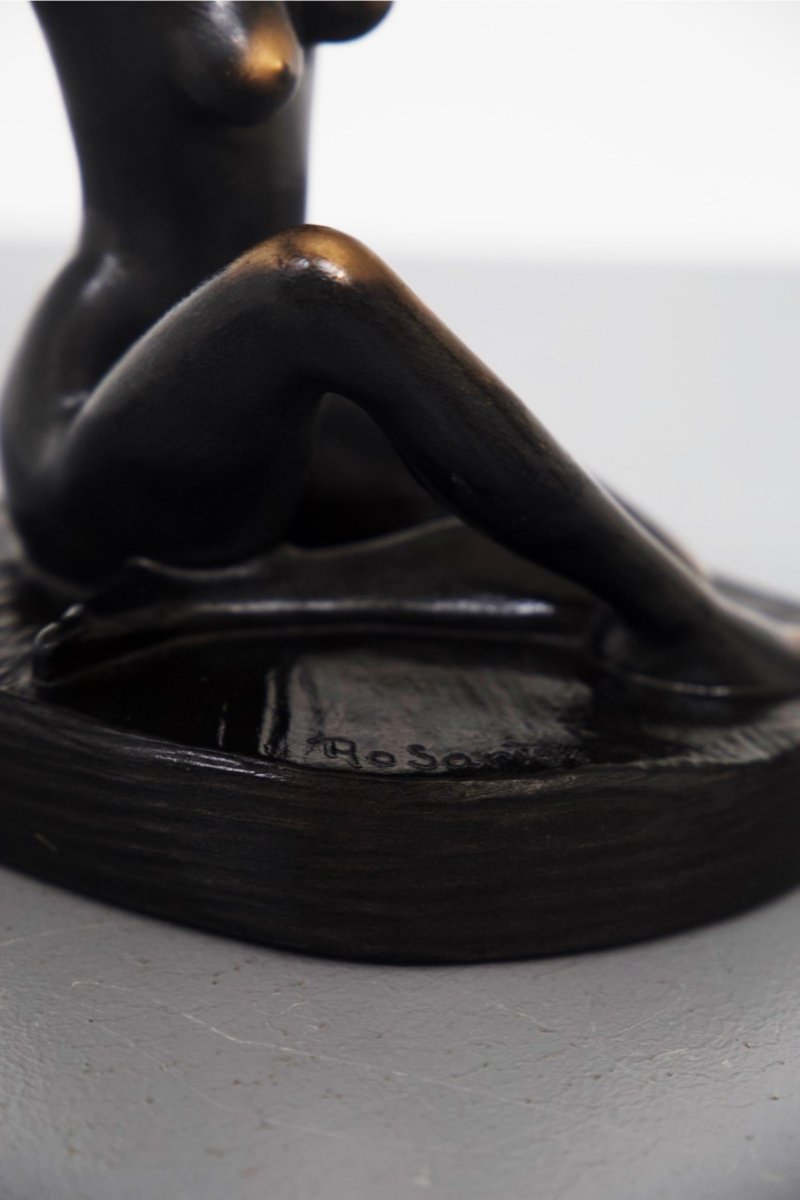 Statue Femme Nue En Résine Style Gothique – Déesse Mystérieuse Assise, Décoration étagère, Bureau Ou Jardin, Design Sombre Et Unique - 4