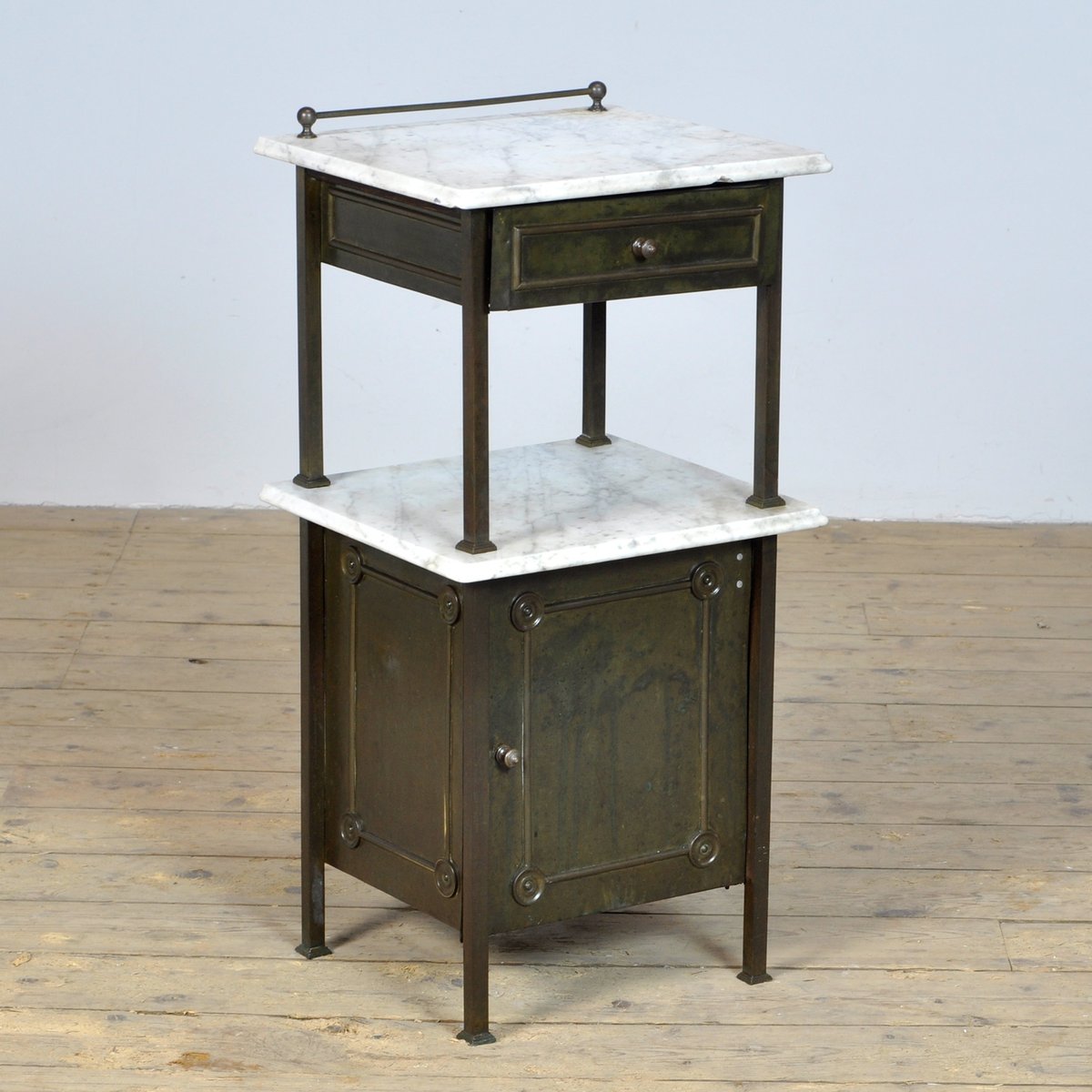 Brass Nightstand with Marble Top, 1910s for sale at Pamono