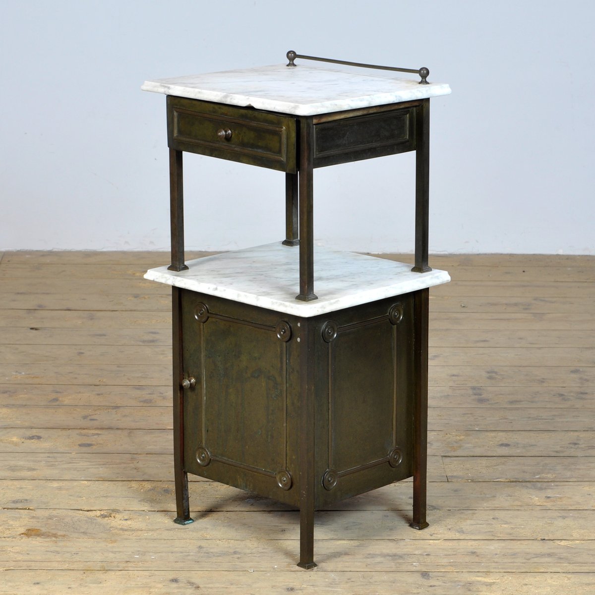 Brass Nightstand with Marble Top, 1910s for sale at Pamono