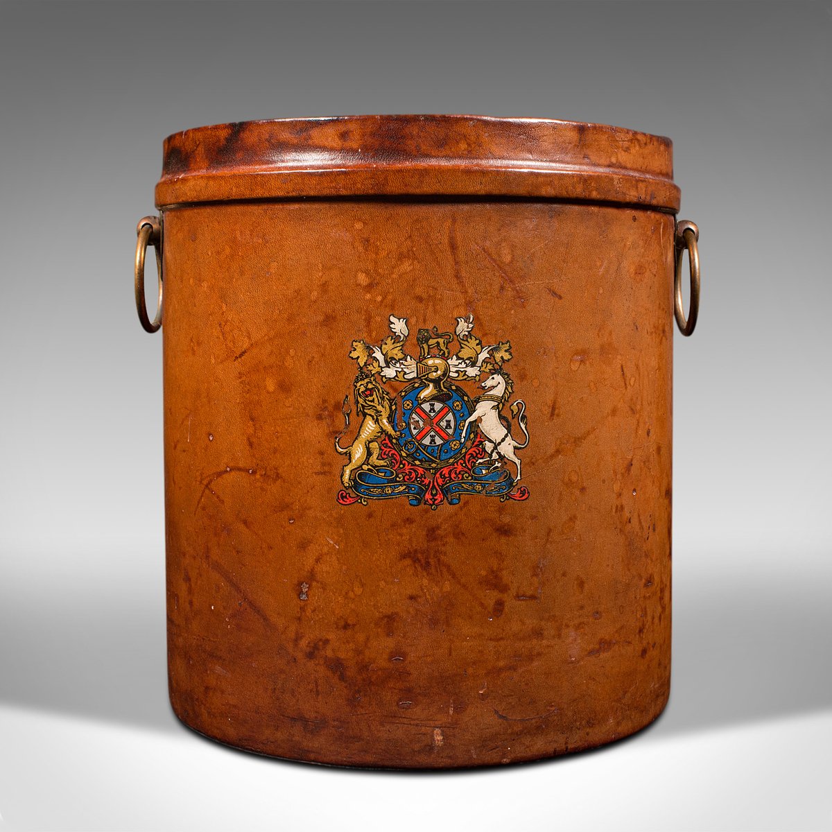 Antique English Storage Bin in Leather, 1890s for sale at Pamono
