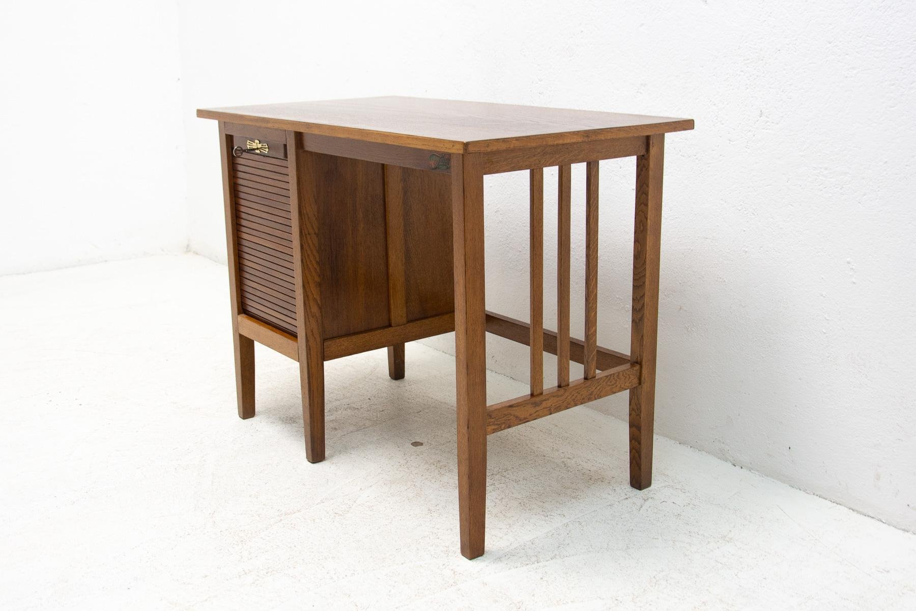 Antique Roller Blind Writing Desk, 1930s for sale at Pamono