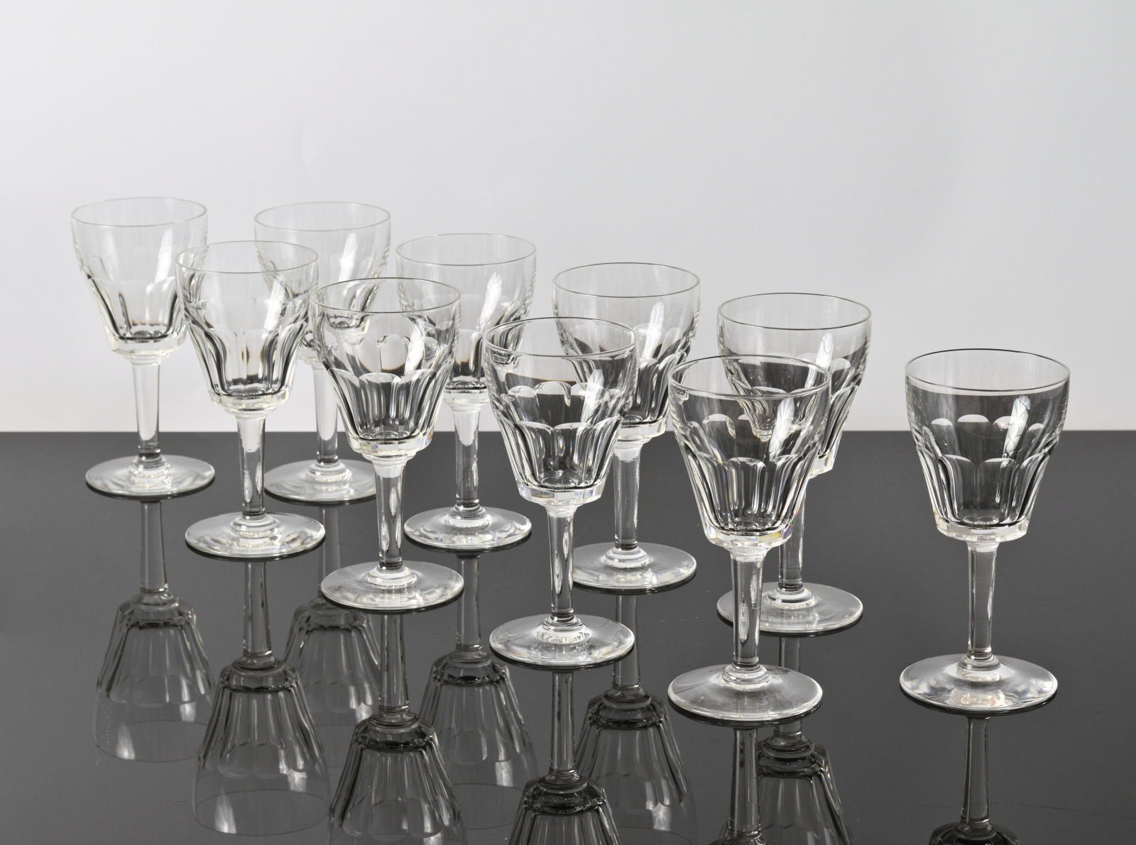 HandCut Crystal Wine Glasses from Val Saint Lambert, 1950s, Set of 10 for sale at Pamono