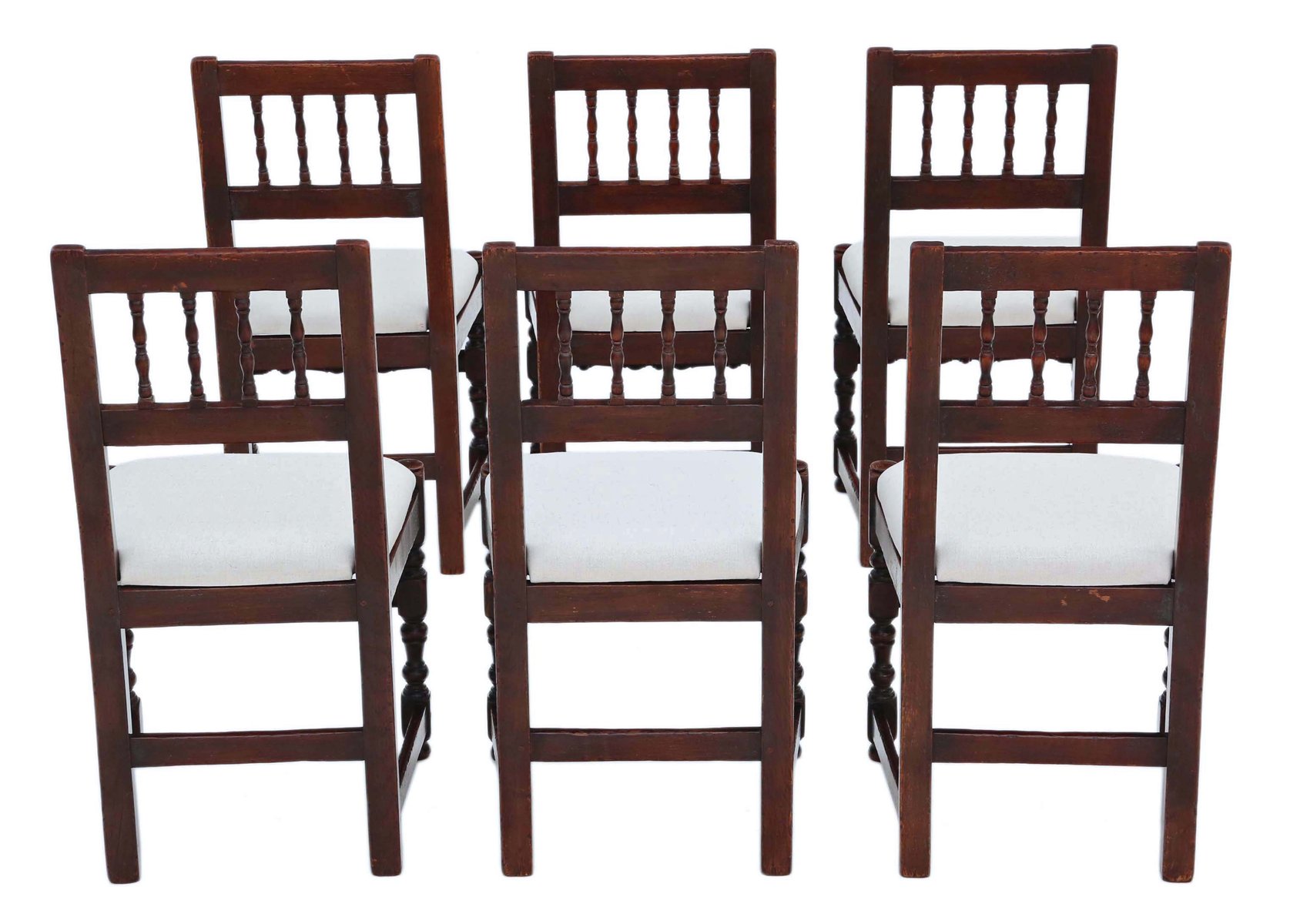 19th Century Oak Rustic Kitchen Dining Chairs, 1890s, Set of 6 for sale