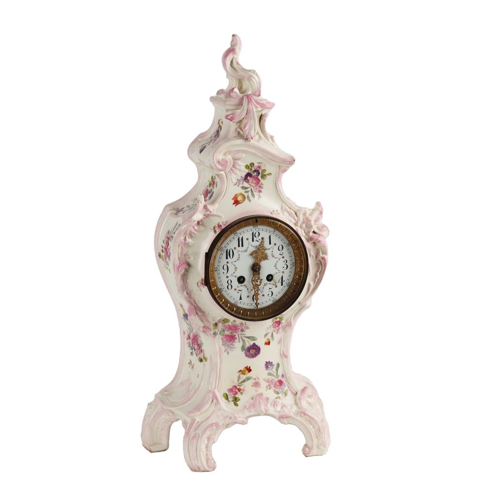 Casa Padrino horloge grand-père baroque de luxe argent / or - Magnifique pendule en fer forgé de