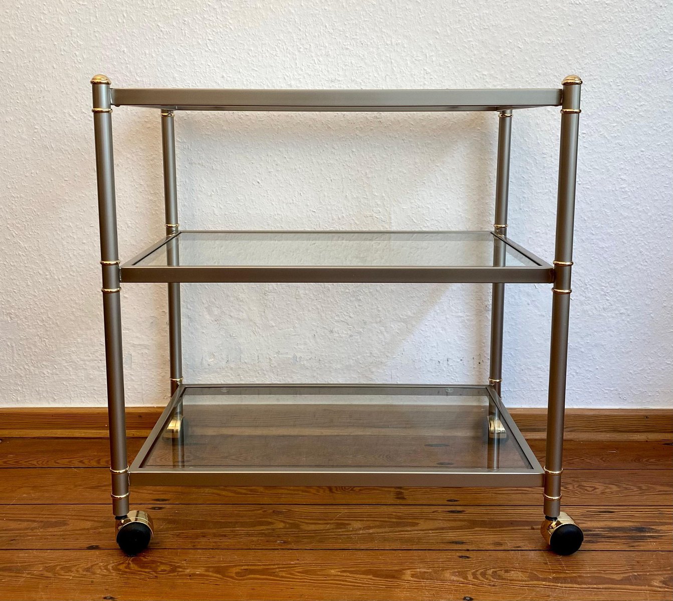 Tea Cart with Glass Trays, 1970s for sale at Pamono