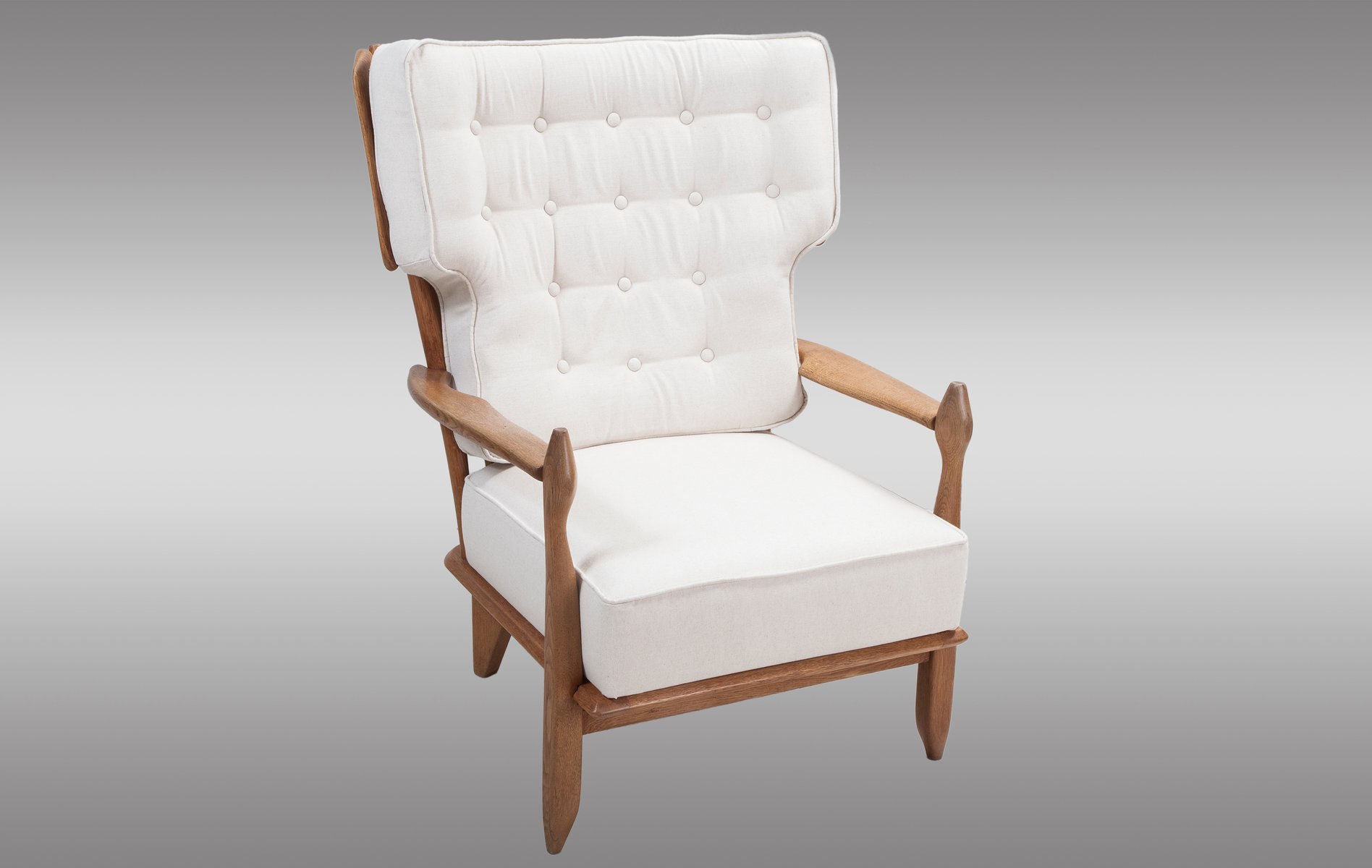 French Solid Oak High Back Chair By Guillerme Et Chambron For Votre French Solid Oak High Back Chair By Guillerme Et Chambron For Votre Maison 1960s