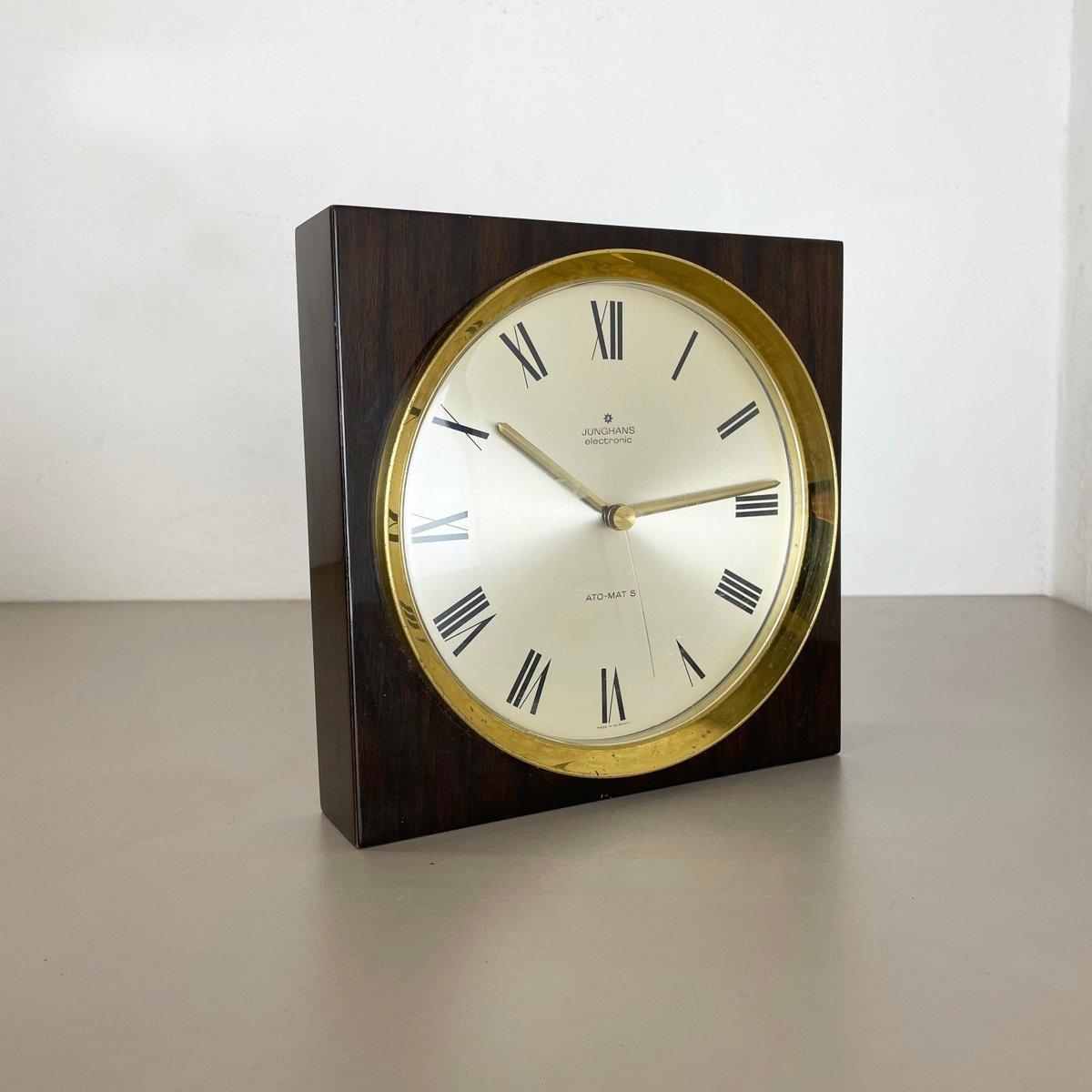 Horloge Murale Et Baromètre Junghans Electronic – Bois Foncé – Rare Vintage