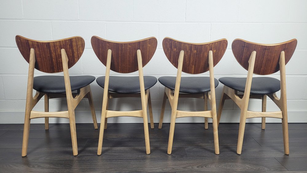 Lot De 4 Chaises Butterfly Par E.Gomme Pour G.PLAN, Design 1960, Bois Et Tissu