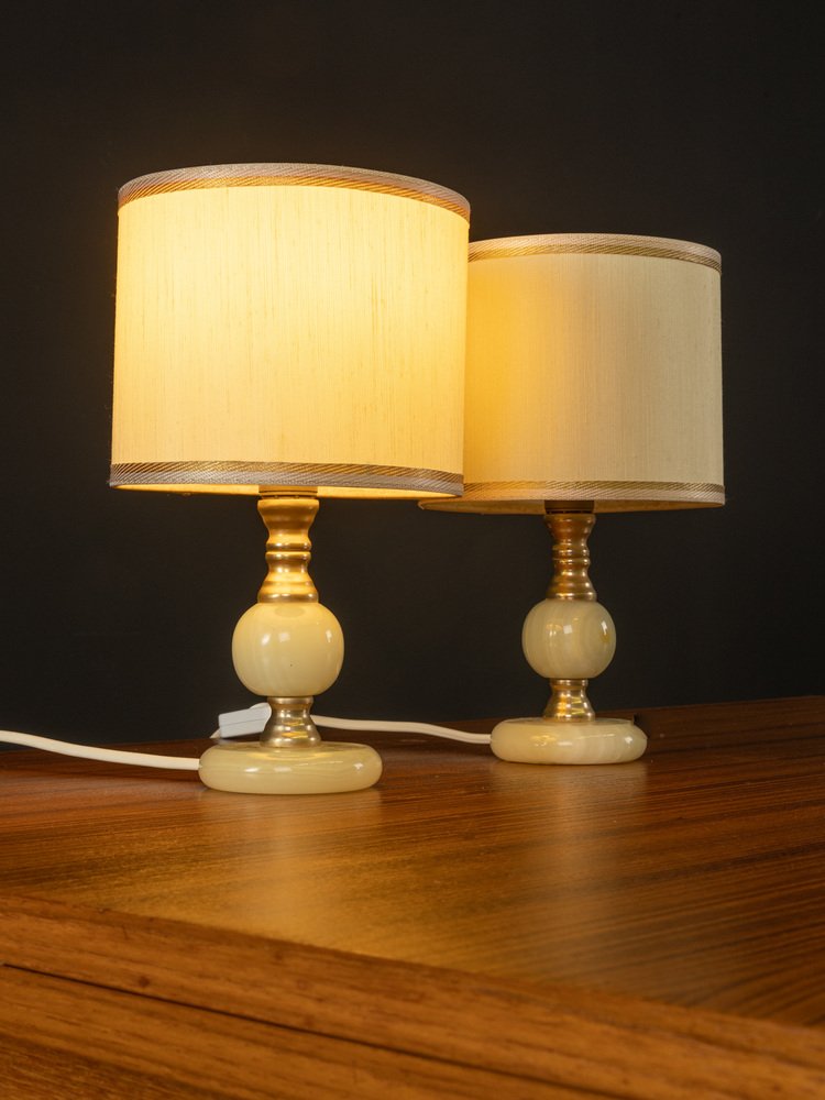 Onyx Bedside Table Lamps, 1960s for sale at Pamono