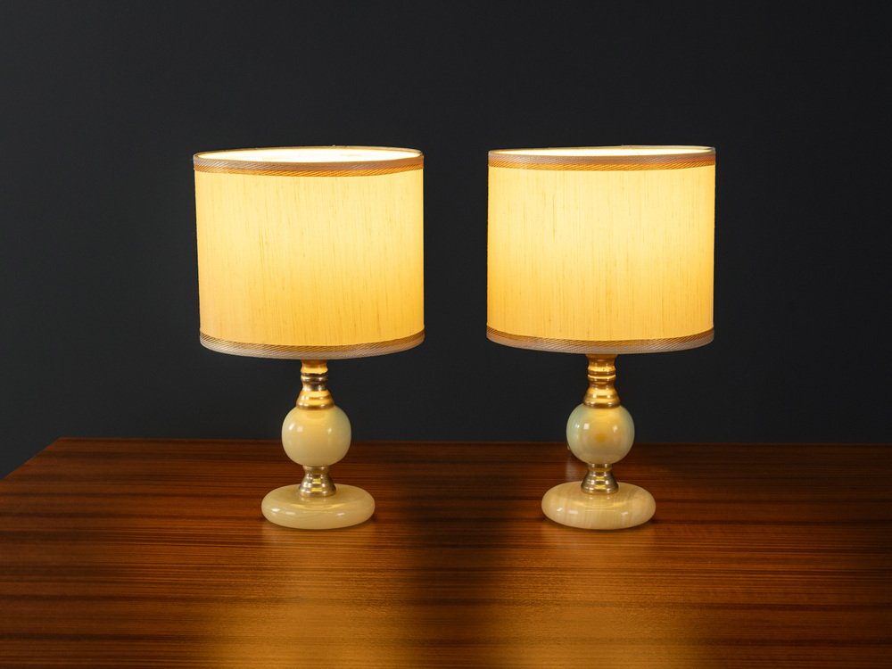 Onyx Bedside Table Lamps, 1960s for sale at Pamono